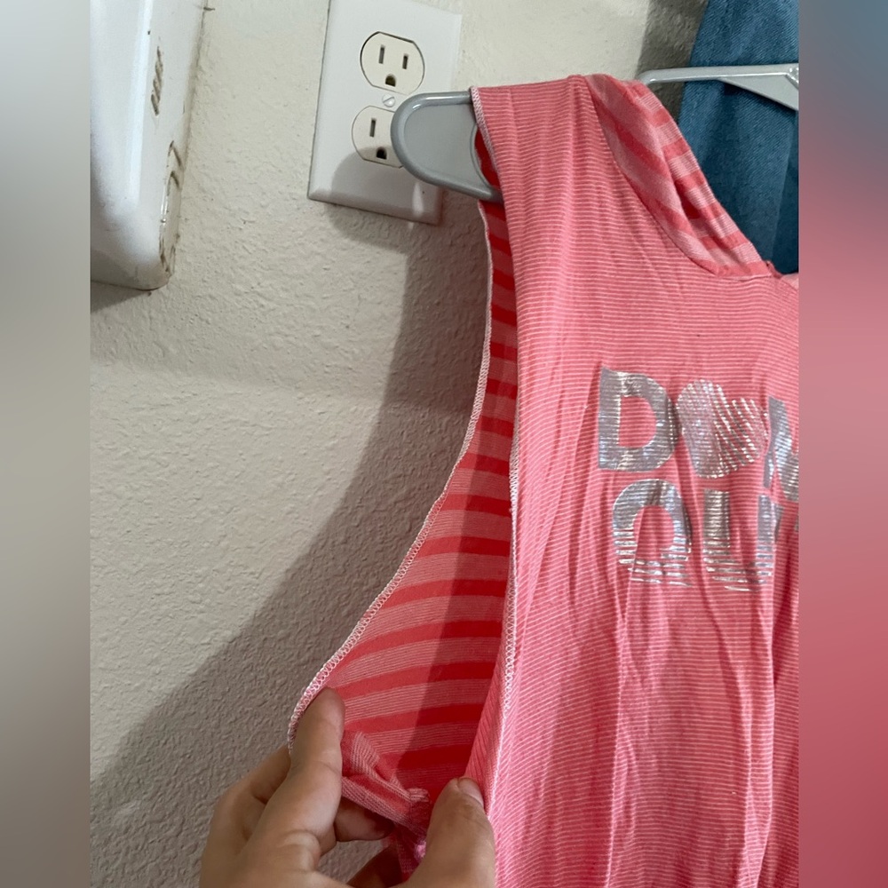 Women's Pink Sleeveless Tee with Silver Print - Picture 5 of 6